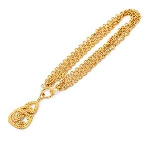 CHANEL Authentic Vintage Gold Logo Necklace
